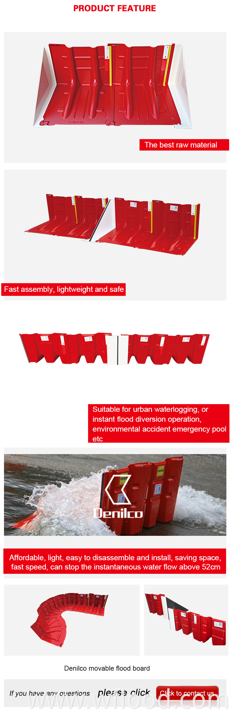 freestanding flood barrier flash flood divert water dam home safety